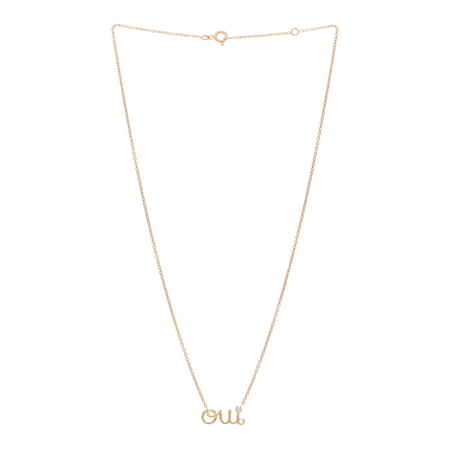 18K Yellow Gold Diamond Oui Pendant Necklace