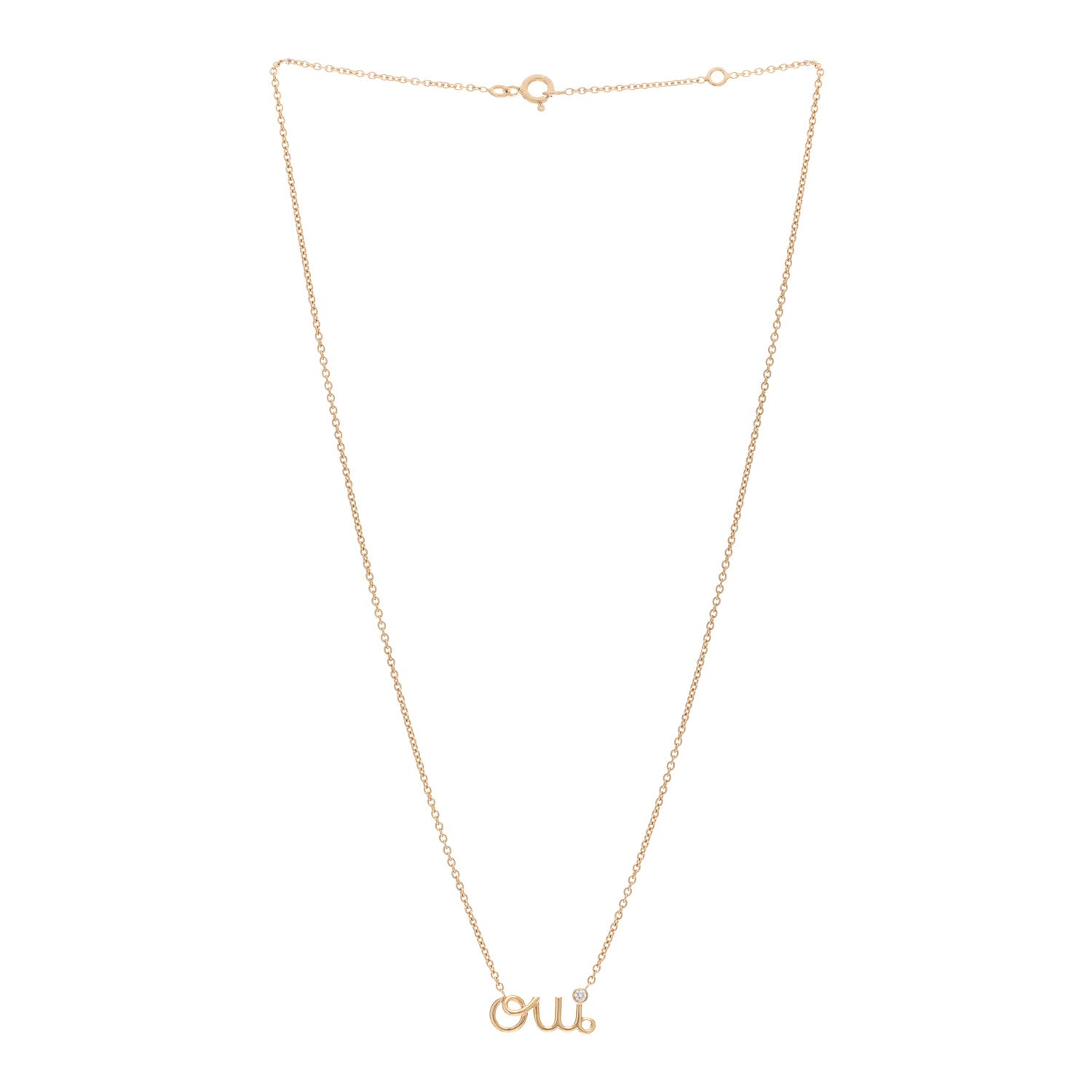 Christian Dior 18K Yellow Gold Diamond Oui Pendant Necklace 3 of 4