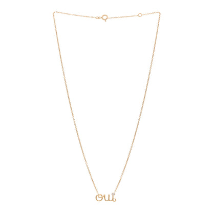 Christian Dior 18K Yellow Gold Diamond Oui Pendant Necklace 3 of 4