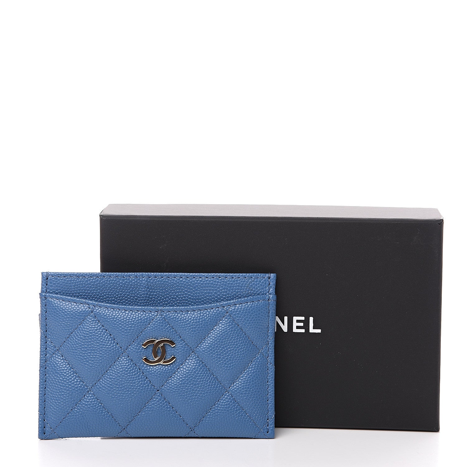 Chanel Caviar Quilted Card Holder Blue 8 of 8