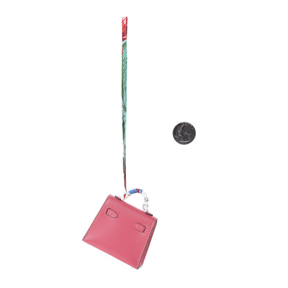 Hermes Tadelakt Mini Kelly Twilly Bag Charm Rose Lipstick 2 of 4