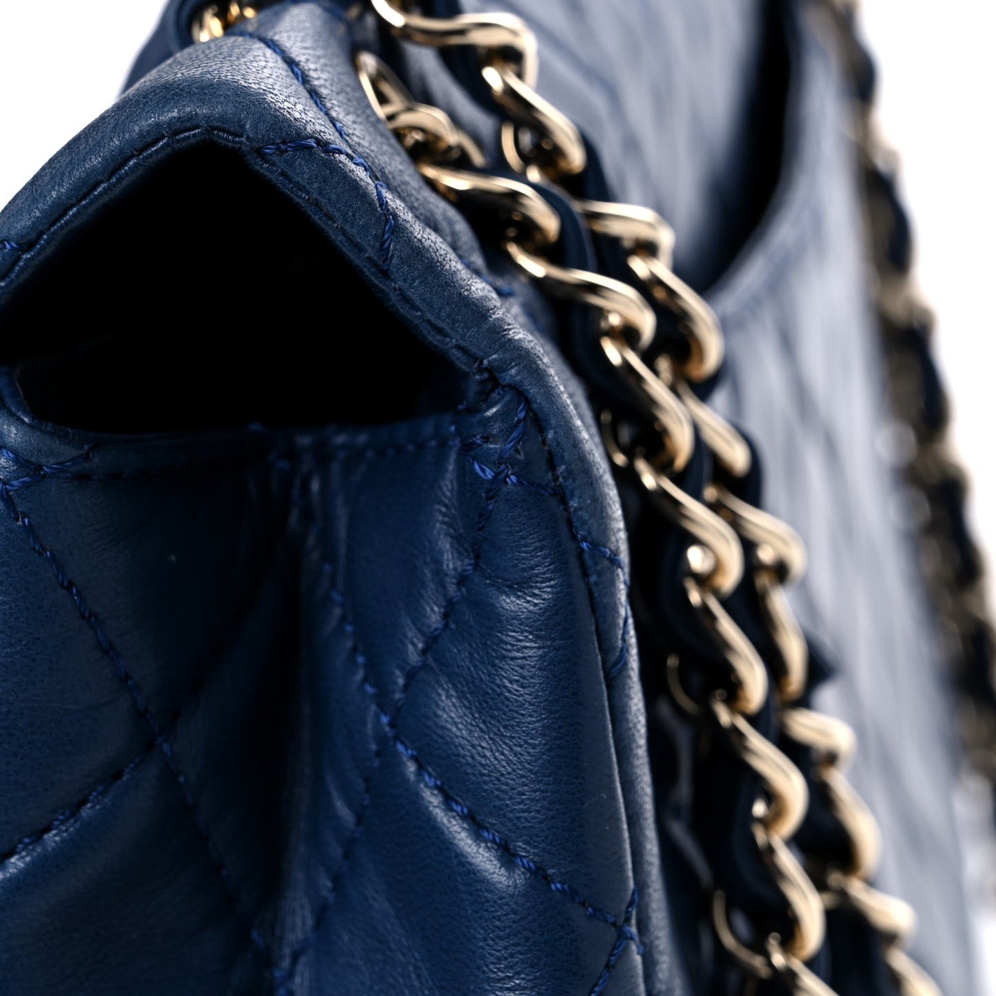 Lambskin Quilted XL Jumbo Single Flap Blue