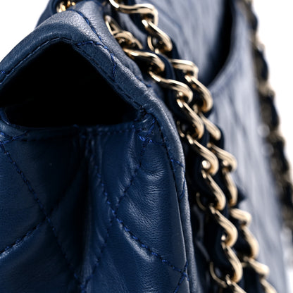 Chanel Lambskin Quilted XL Jumbo Single Flap Blue 13 of 15