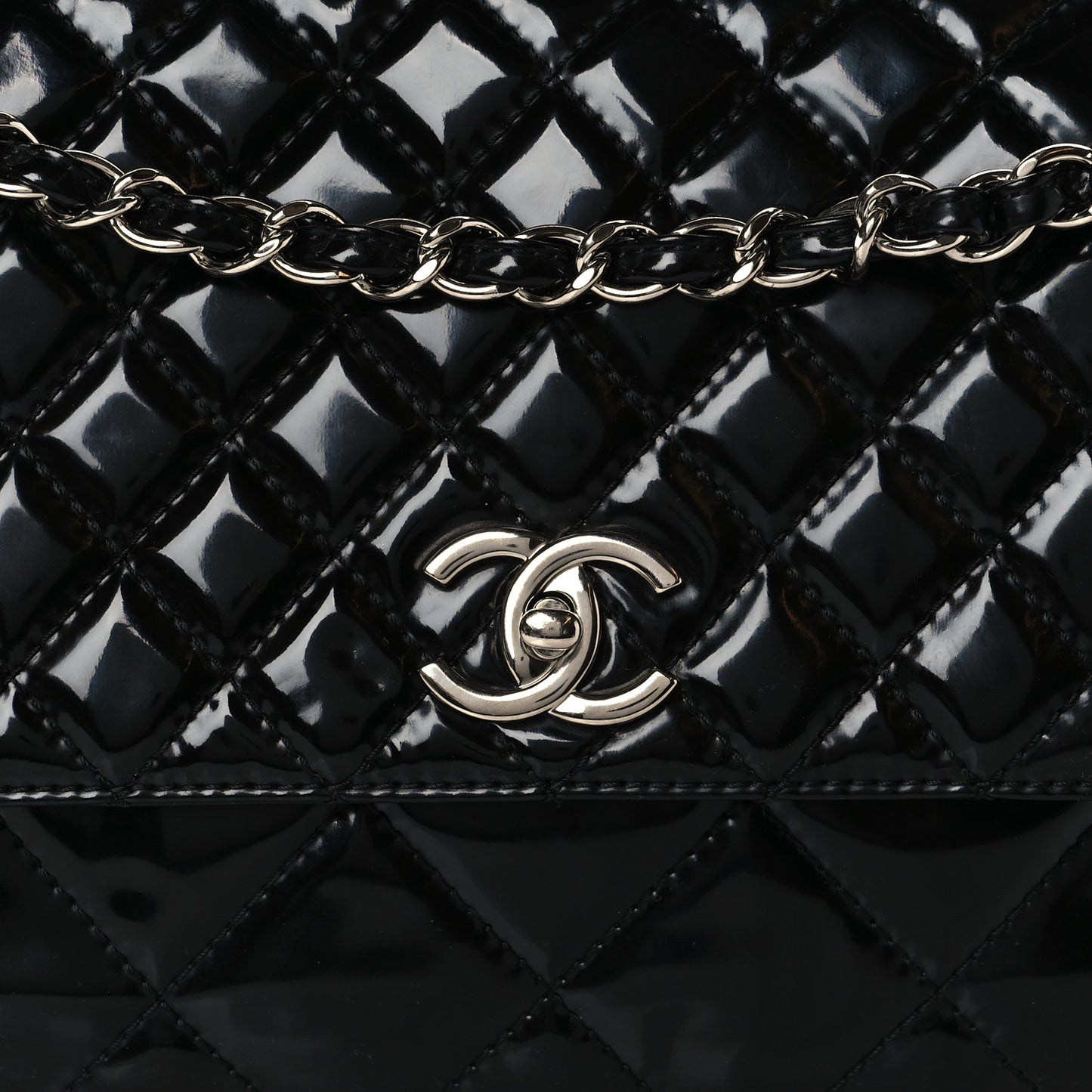 Vinyl Quilted In The Business Flap Bag Black
