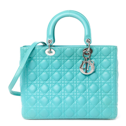 Christian Dior Lambskin Cannage Large Lady Dior Turquoise 1 of 10