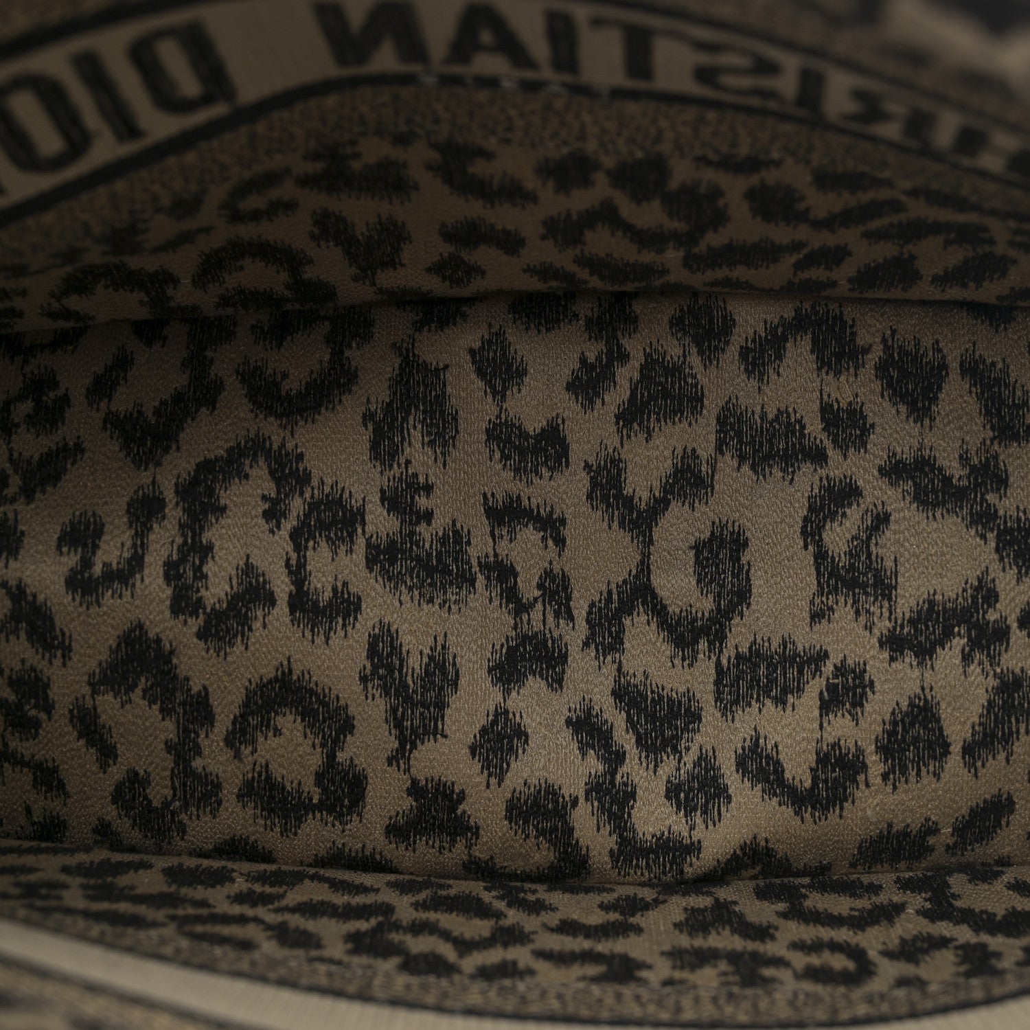 Christian Dior Canvas Mizza Embroidered Medium Leopard Book Tote Beige 5 of 12