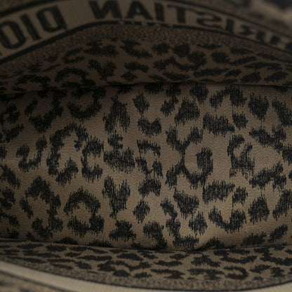 Christian Dior Canvas Mizza Embroidered Medium Leopard Book Tote Beige 5 of 12