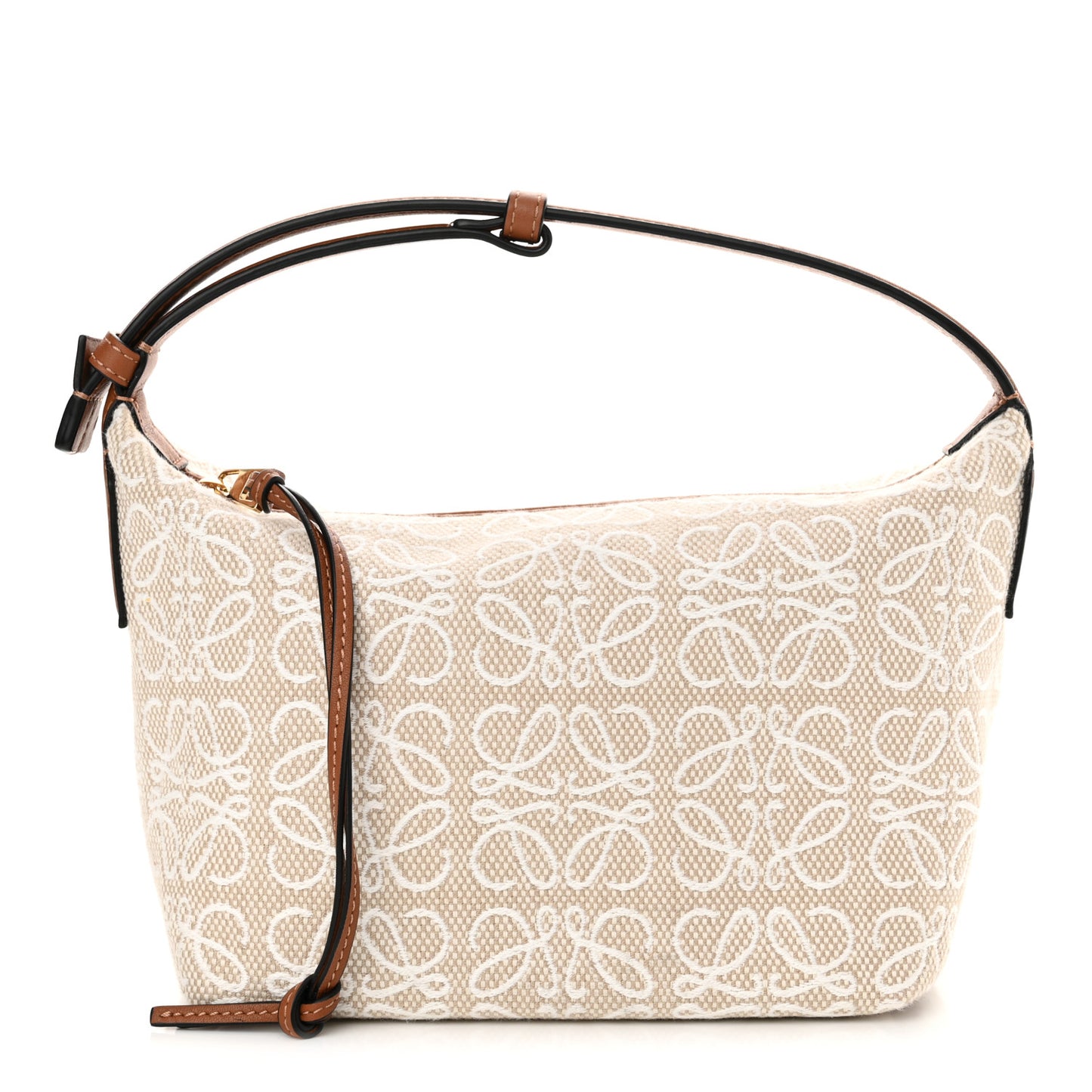 Jacquard Anagram Calfskin Small Cubi Bag Ecru Tan