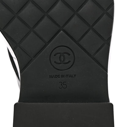 Chanel Shiny Calfskin Pearl Lace Up Combat Short Boots 35 Black 6 of 12