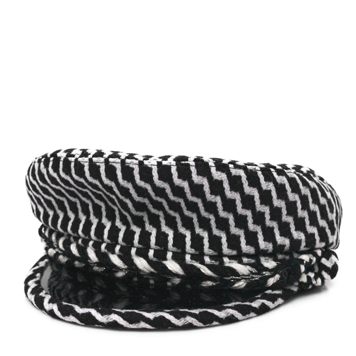 Wool PVC Paris Hamburg Sailor Cap Hat M Black White