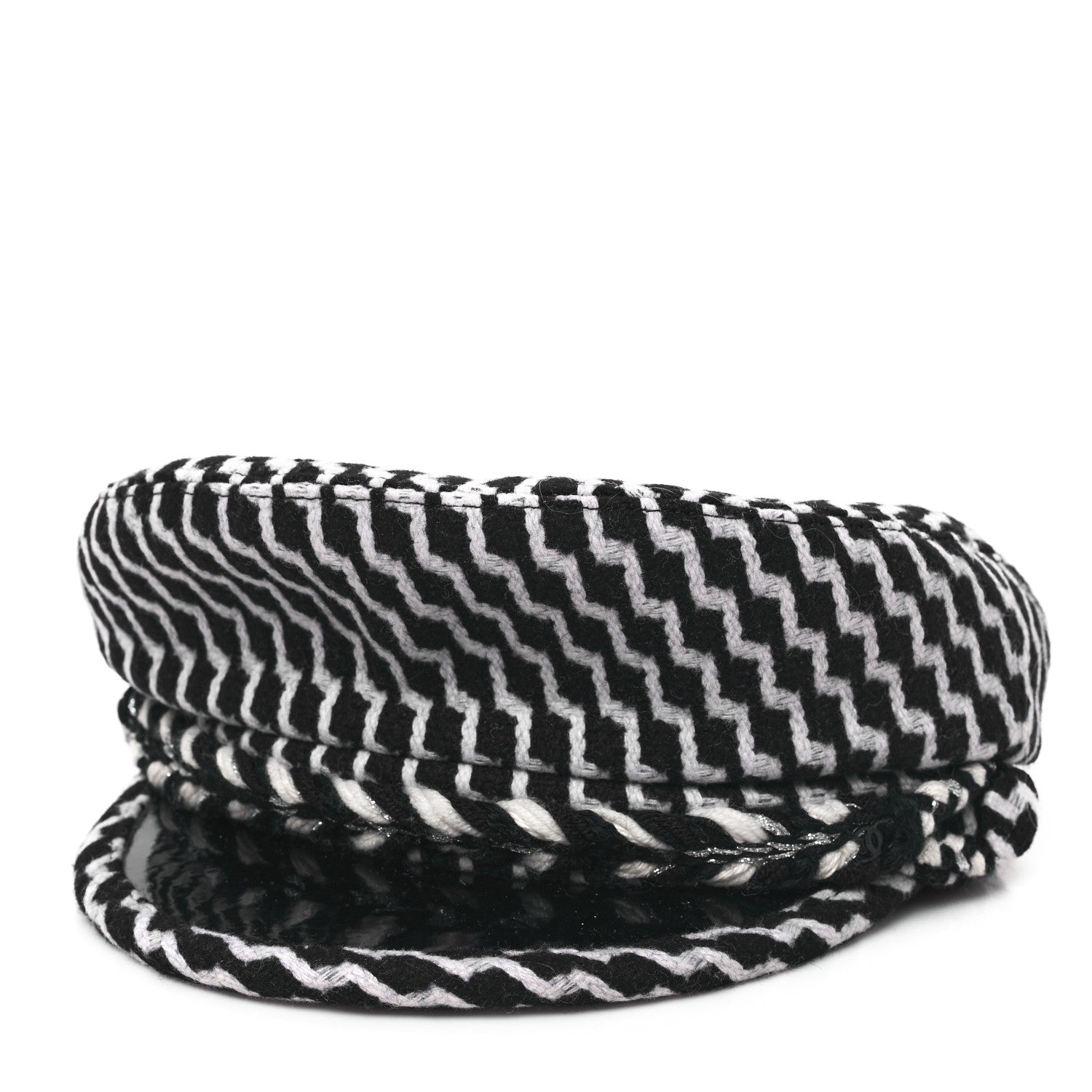 Chanel Wool PVC Paris Hamburg Sailor Cap Hat M Black White 1 of 8