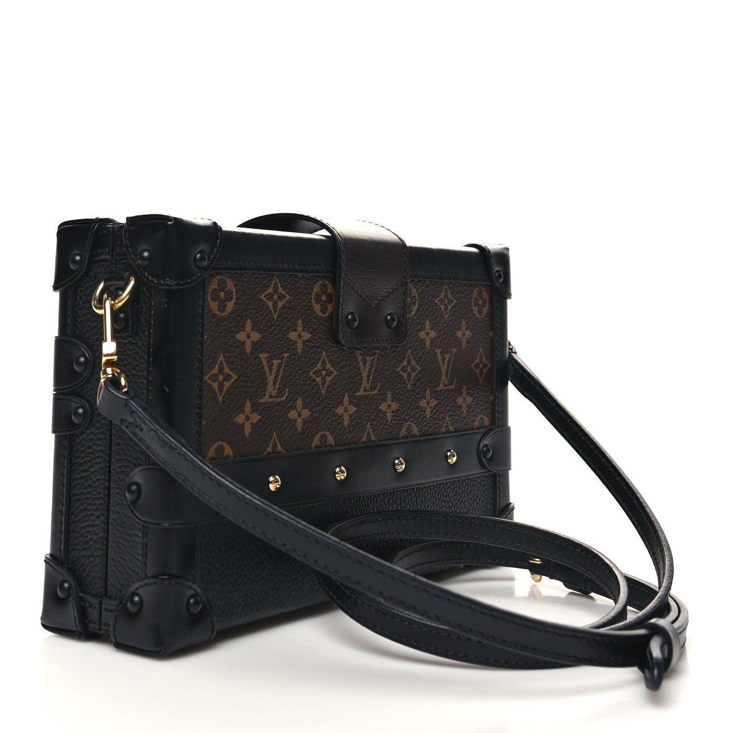Louis Vuitton Monogram Calfskin Petite Malle Black White 2 of 10