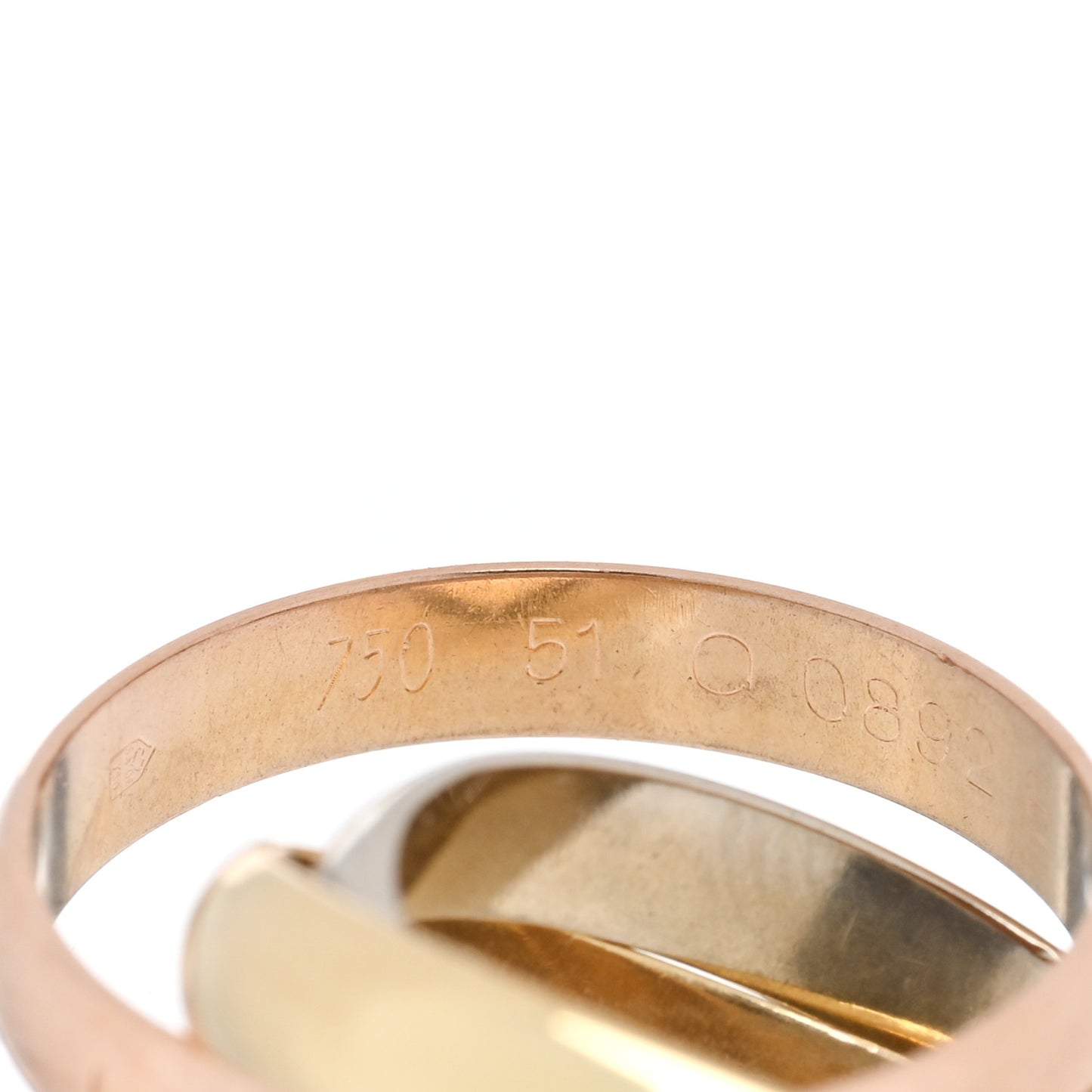 18K Pink Yellow White Gold Classic Les Must De Cartier Trinity Ring 51 5.75