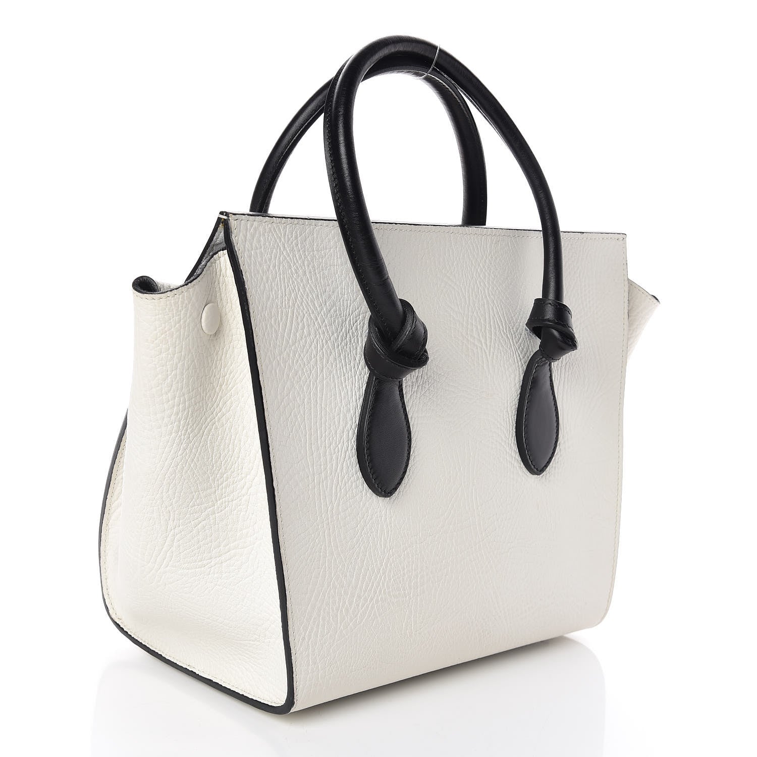 Celine Elephant Calfskin Mini Bi-Color Tie Knot Tote White Black 3 of 21