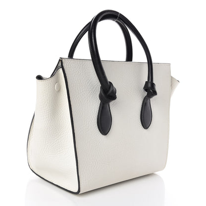 Celine Elephant Calfskin Mini Bi-Color Tie Knot Tote White Black 3 of 21