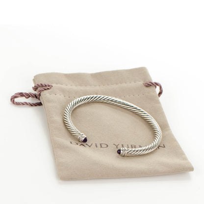 David Yurman Sterling Silver Diamond Amethyst 5mm Cable Classics Bracelet 6 of 6
