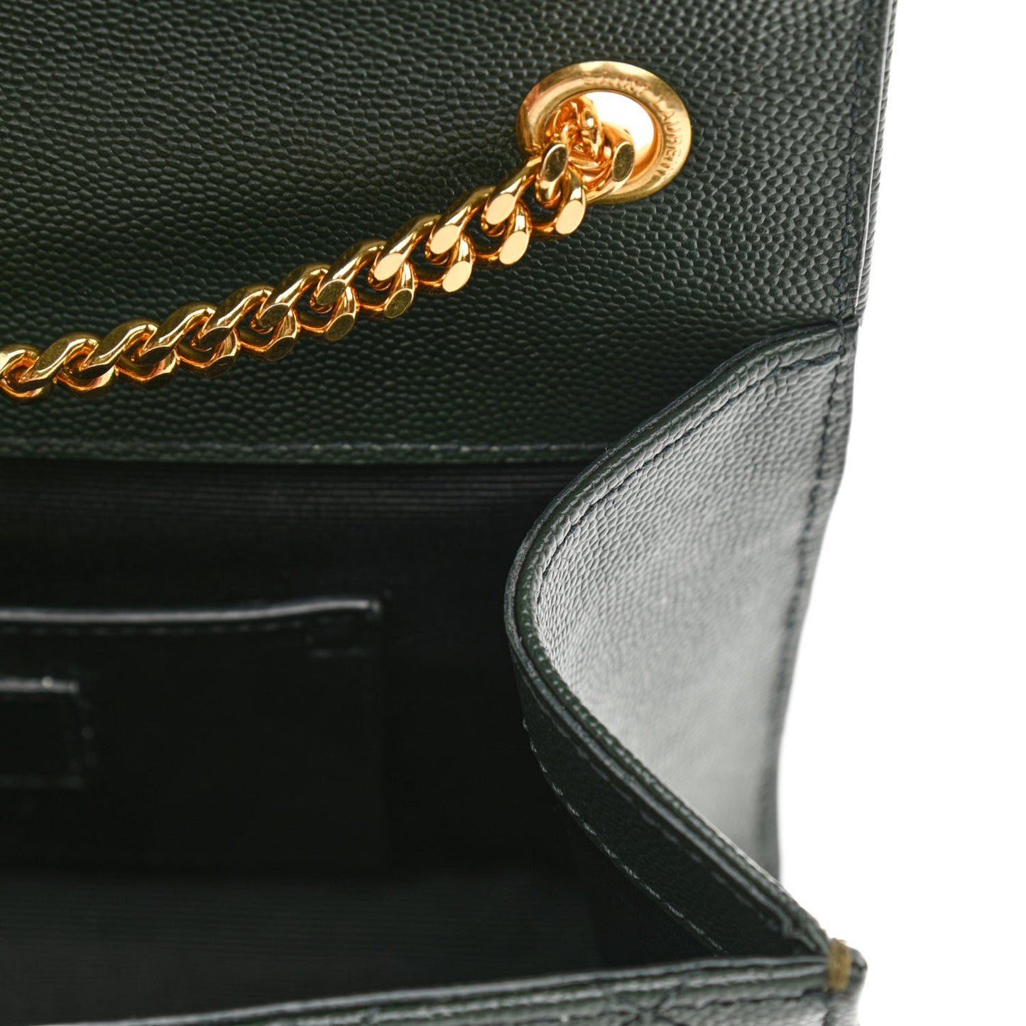 Grain De Poudre Textured Mixed Matelasse Triquilt Small Monogram Satchel Dark Green