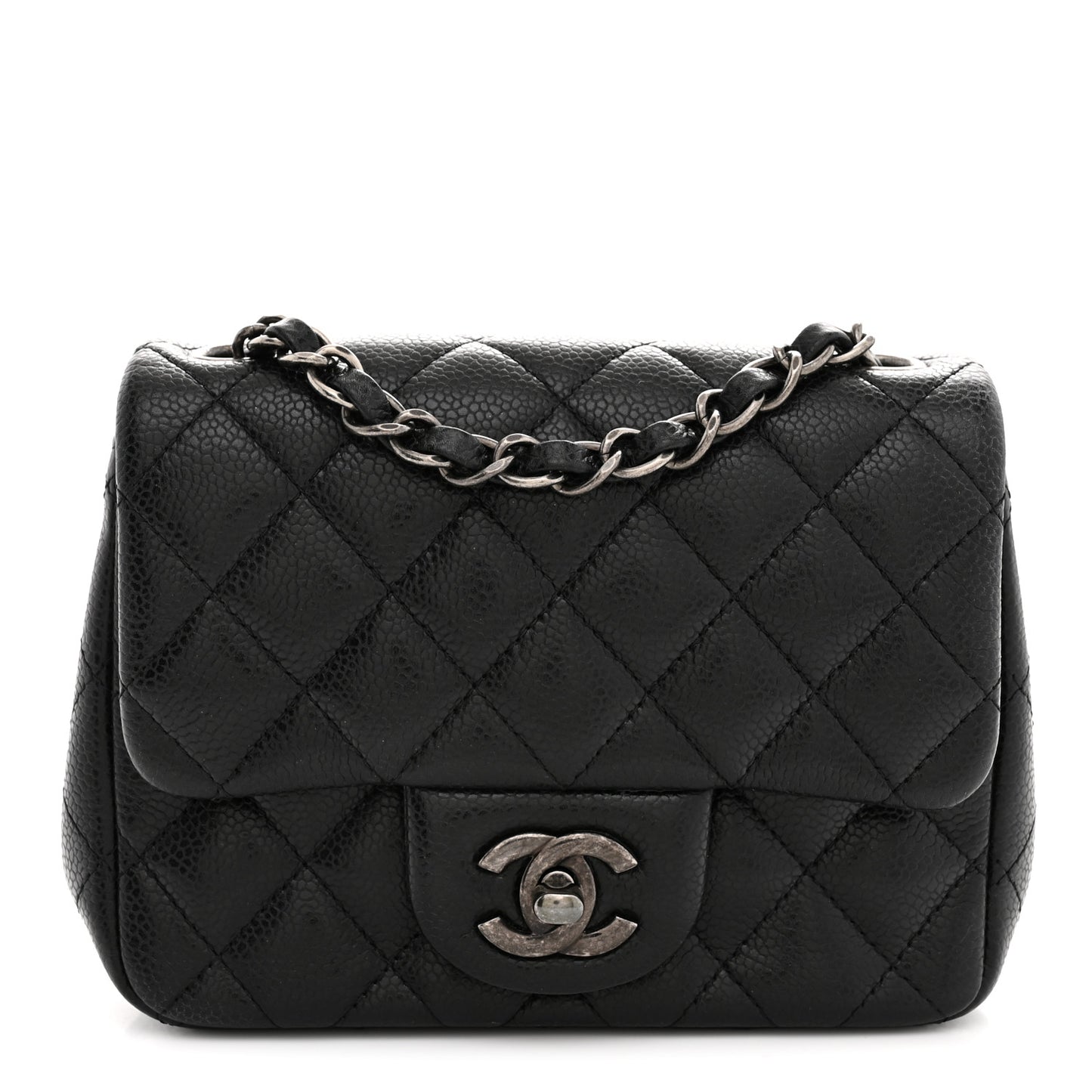 Caviar Quilted Mini Square Flap Black