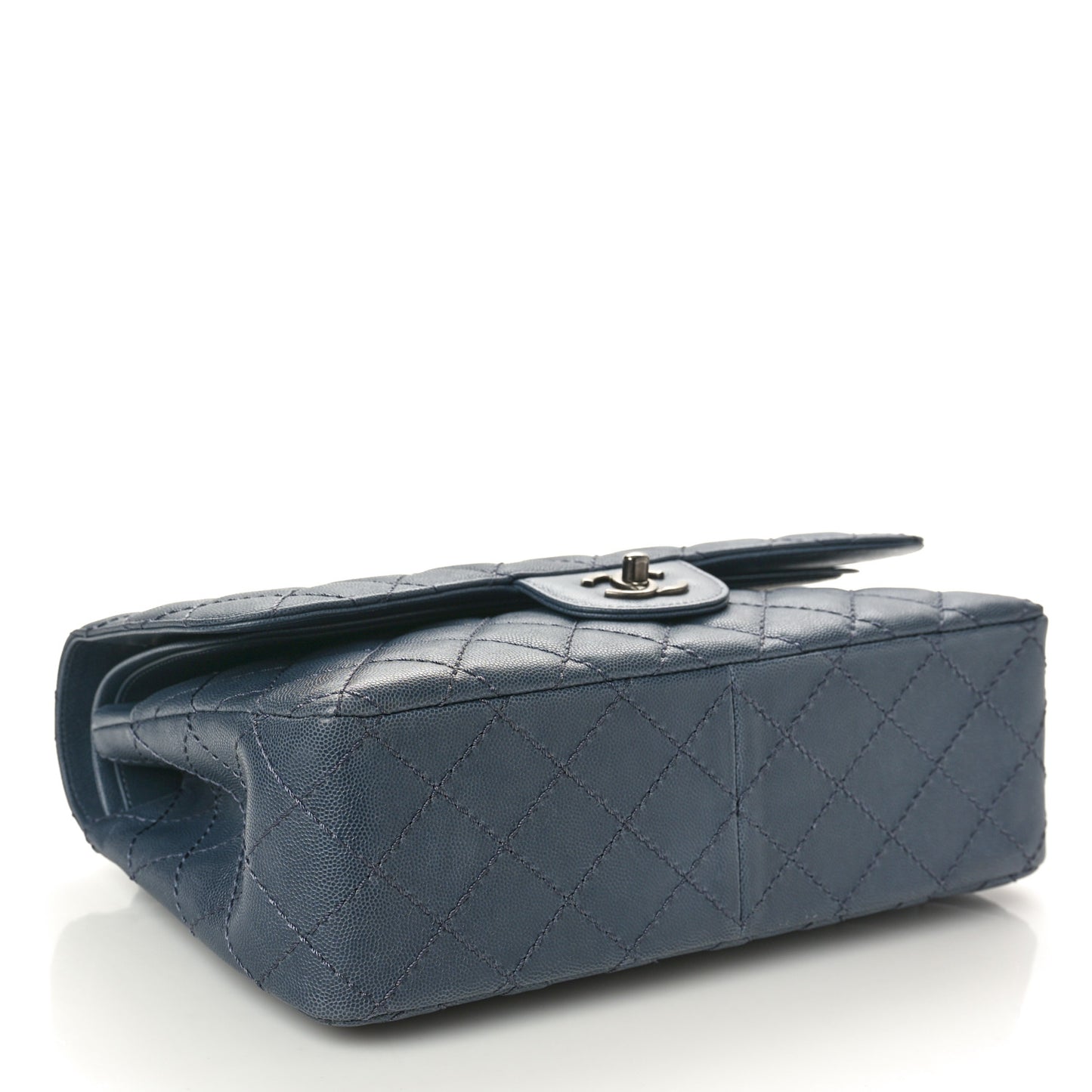Caviar Quilted Jumbo Double Flap Grey
