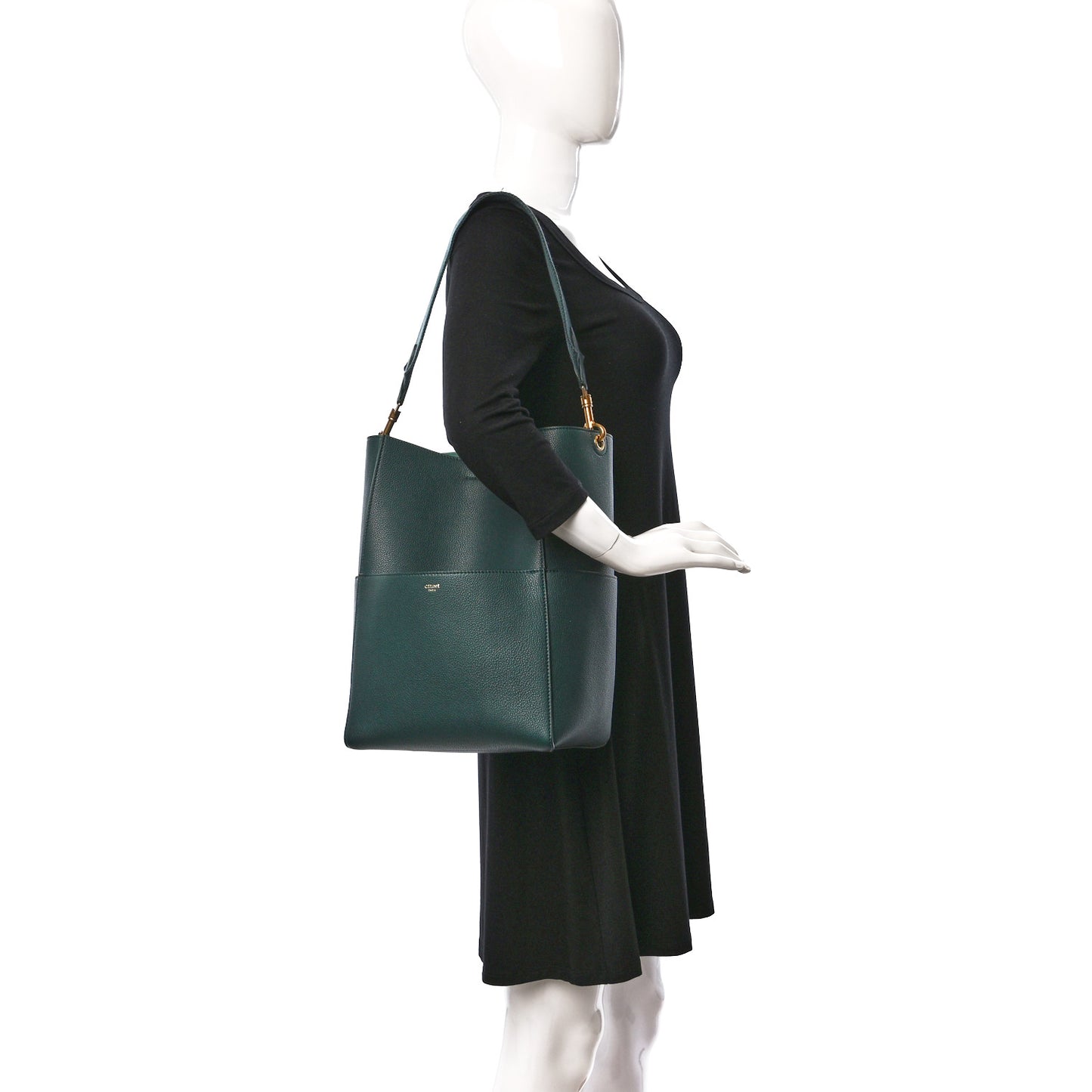 Soft Grained Calfskin Sangle Bucket Bag Amazone