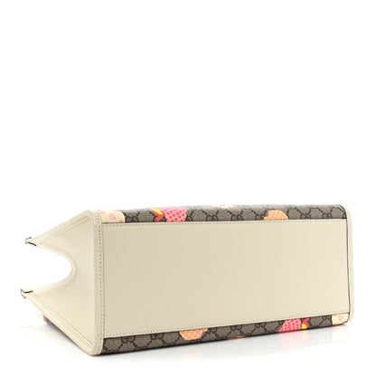 Gucci GG Supreme Monogram Textured Calfskin Les Pommes Small Retro Interlocking G Tote Bag Beige Multicolor Mystic White 4 of 10