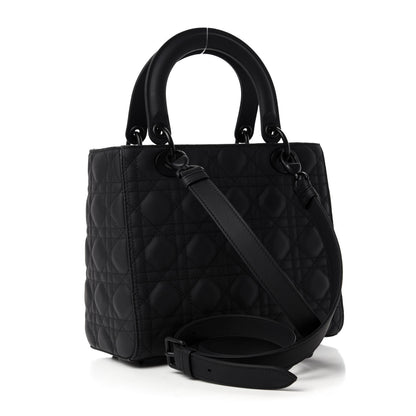 Christian Dior Ultra Matte Calfskin Cannage Medium Lady Dior Black 3 of 11