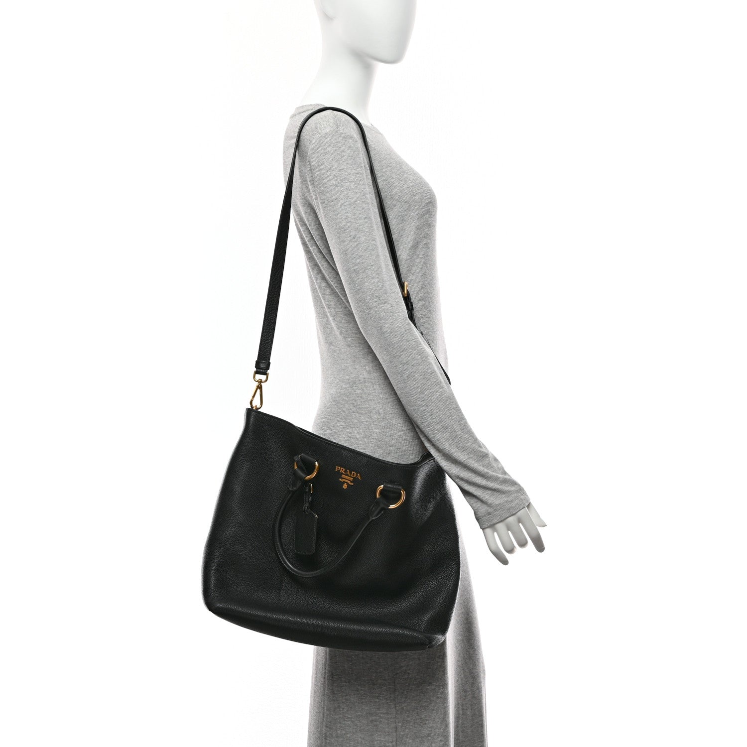 Prada Vitello Phenix Tote Black 2 of 10