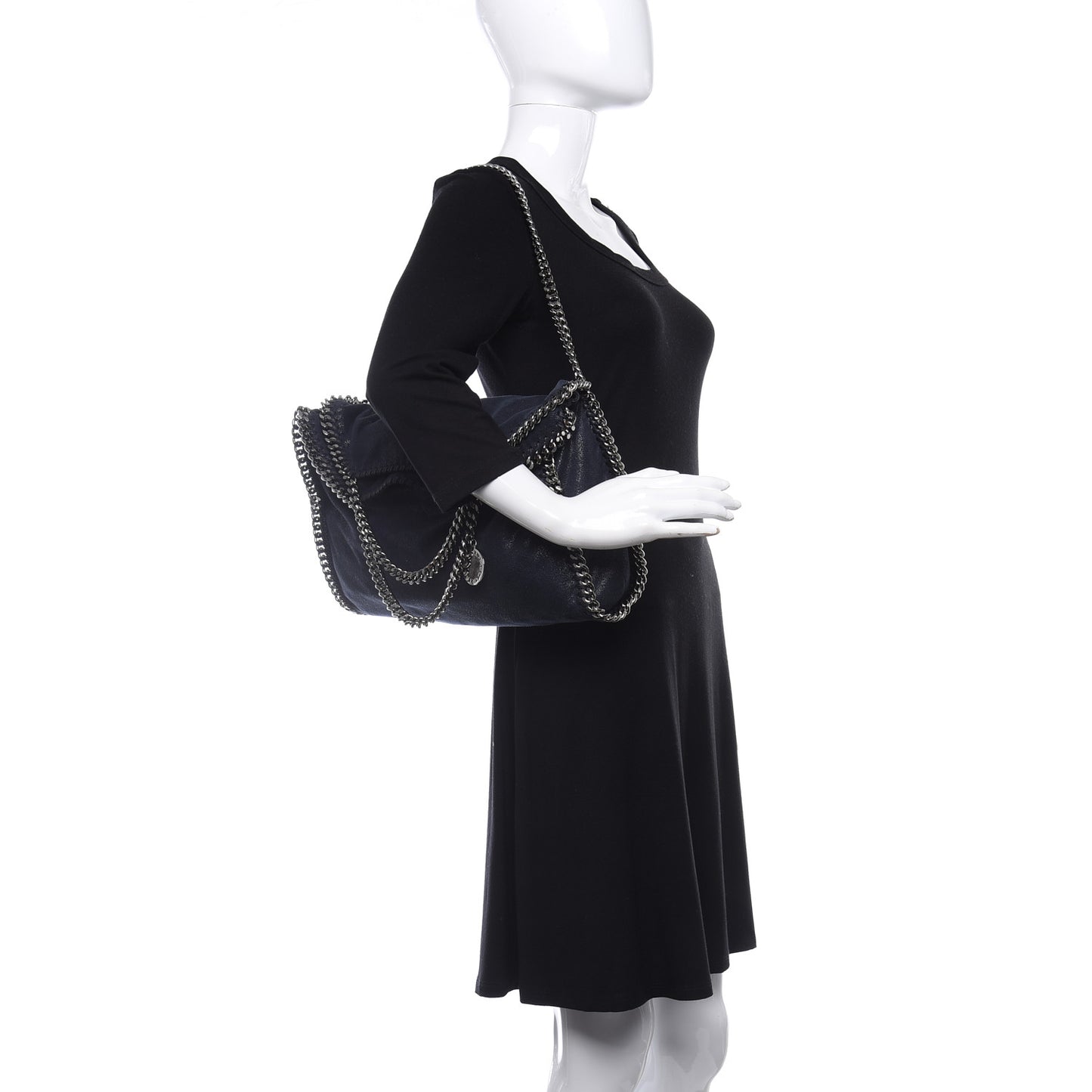 Shaggy Deer Falabella Fold Over Tote Navy
