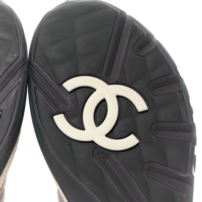 Chanel Mesh Suede Calfskin CC Sneakers 40 Light Beige Purple Beige 6 of 10