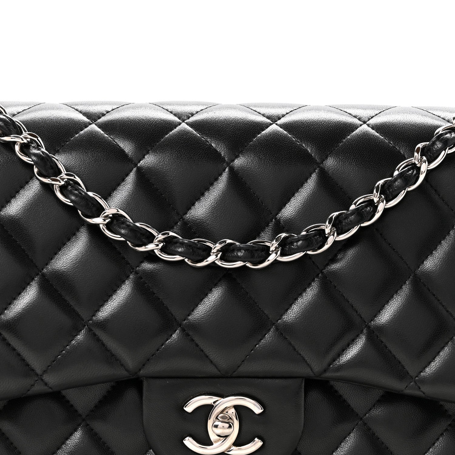 Chanel Lambskin Quilted Jumbo Double Flap Black 8 of 12