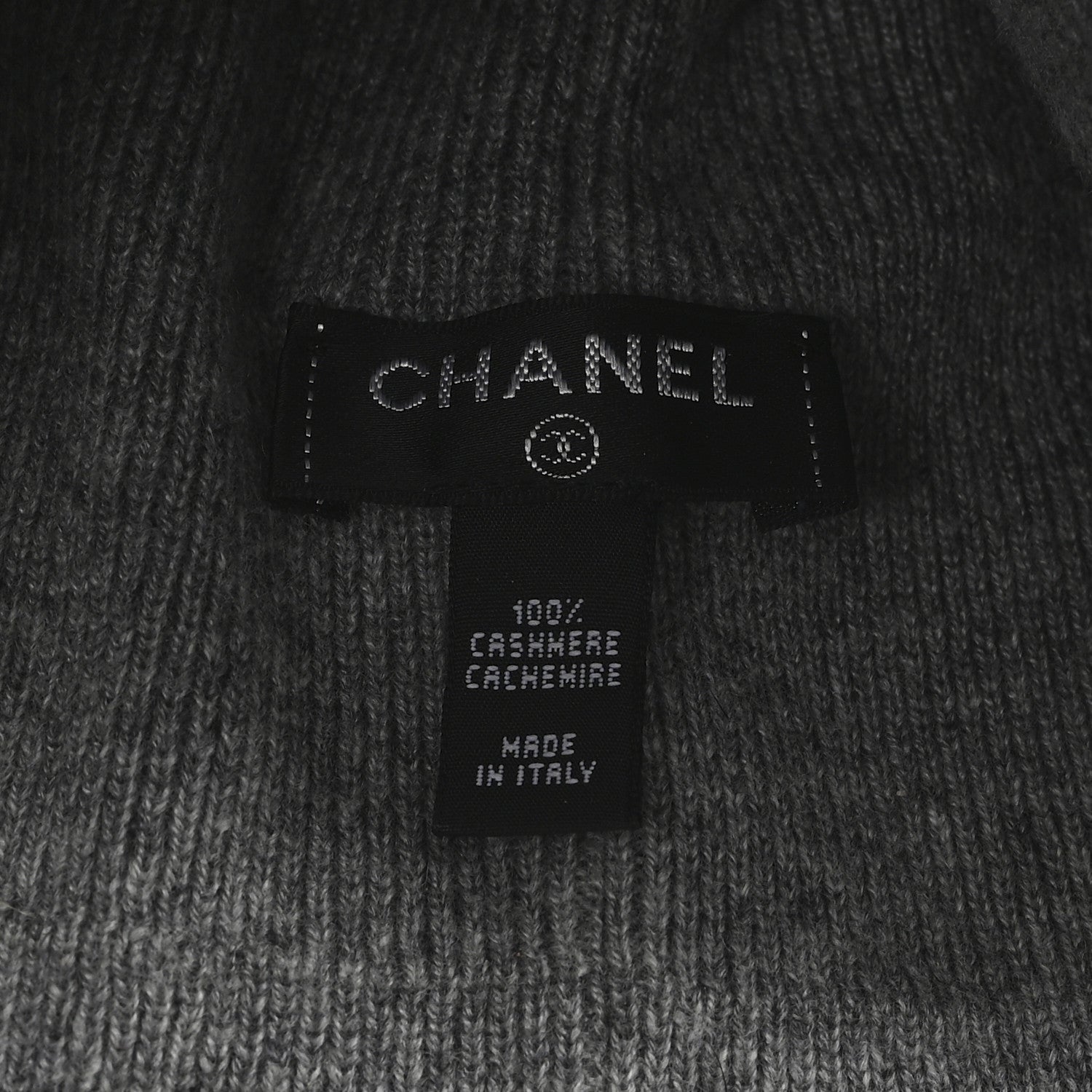 Chanel Cashmere CC Beanie Hat Grey 4 of 4