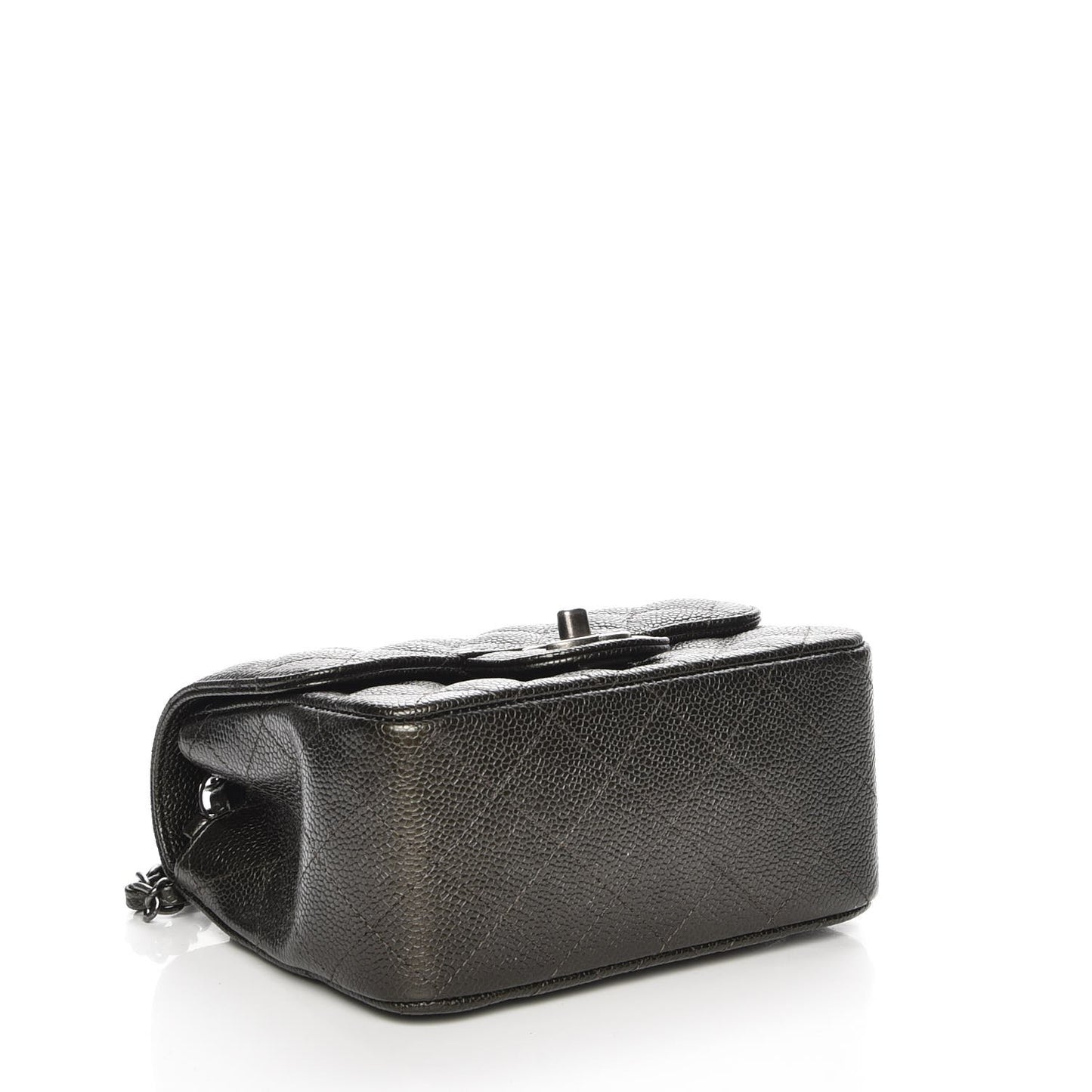 Metallic Caviar Quilted Mini Square Flap Dark Charcoal