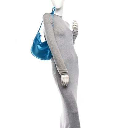 Balenciaga Satin Small Leopolda Shoulder Bag Blue 2 of 11