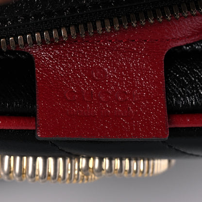 Gucci Vintage Effect Calfskin Matelasse Diagonal Small Torchon GG Marmont Bamboo Top Handle Shoulder Bag Black Romantic Cherry 6 of 11
