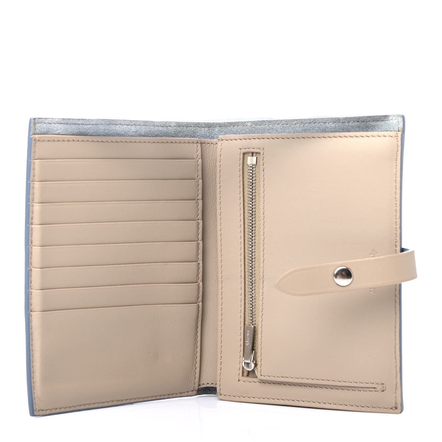 Grained Calfskin Medium Multifunction Strap Wallet Cloud