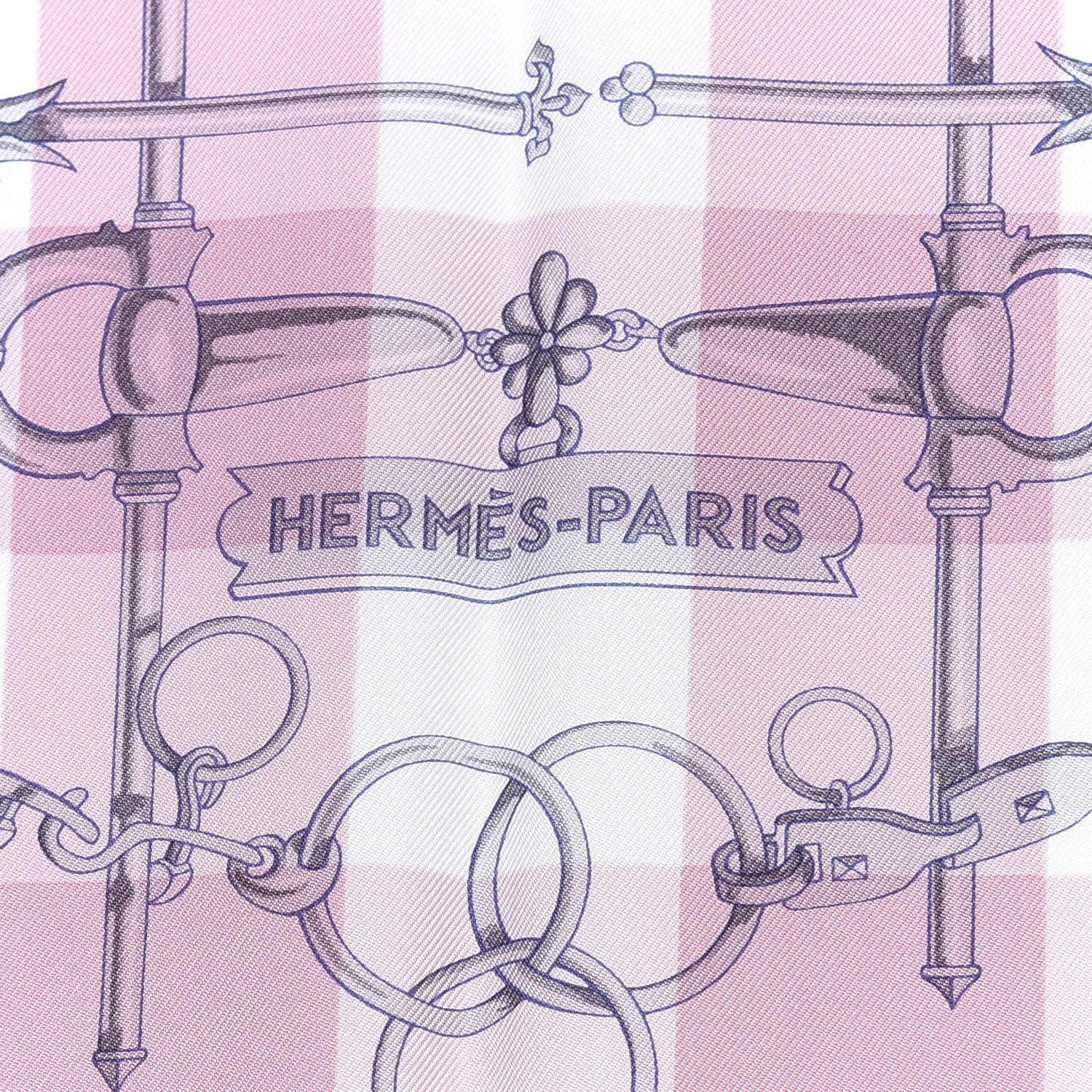 Hermes Silk Mors et Gourmettes Vichy Scarf 90 Parme Mauve White 2 of 5