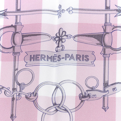Hermes Silk Mors et Gourmettes Vichy Scarf 90 Parme Mauve White 2 of 5