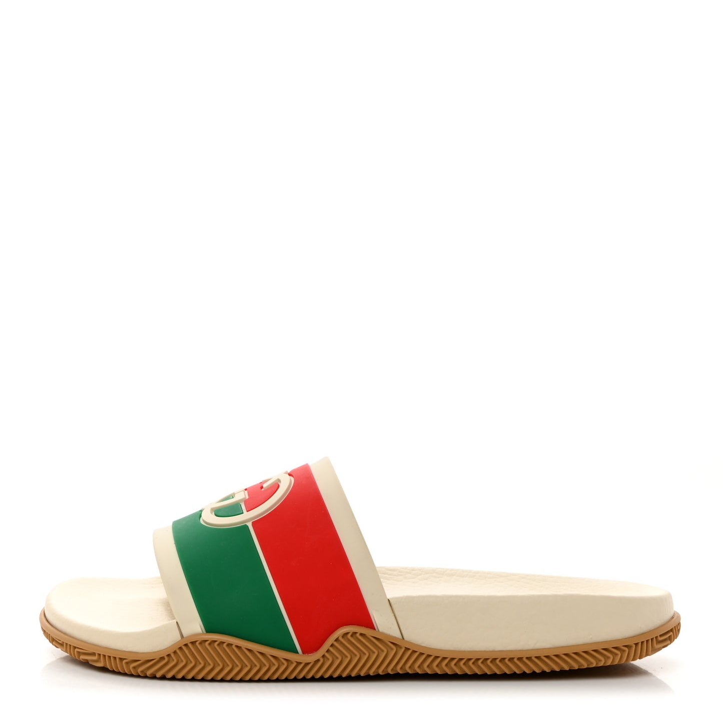 Rubber Web Womens Interlocking G Slide Sandals 39 Mystic White Green Red
