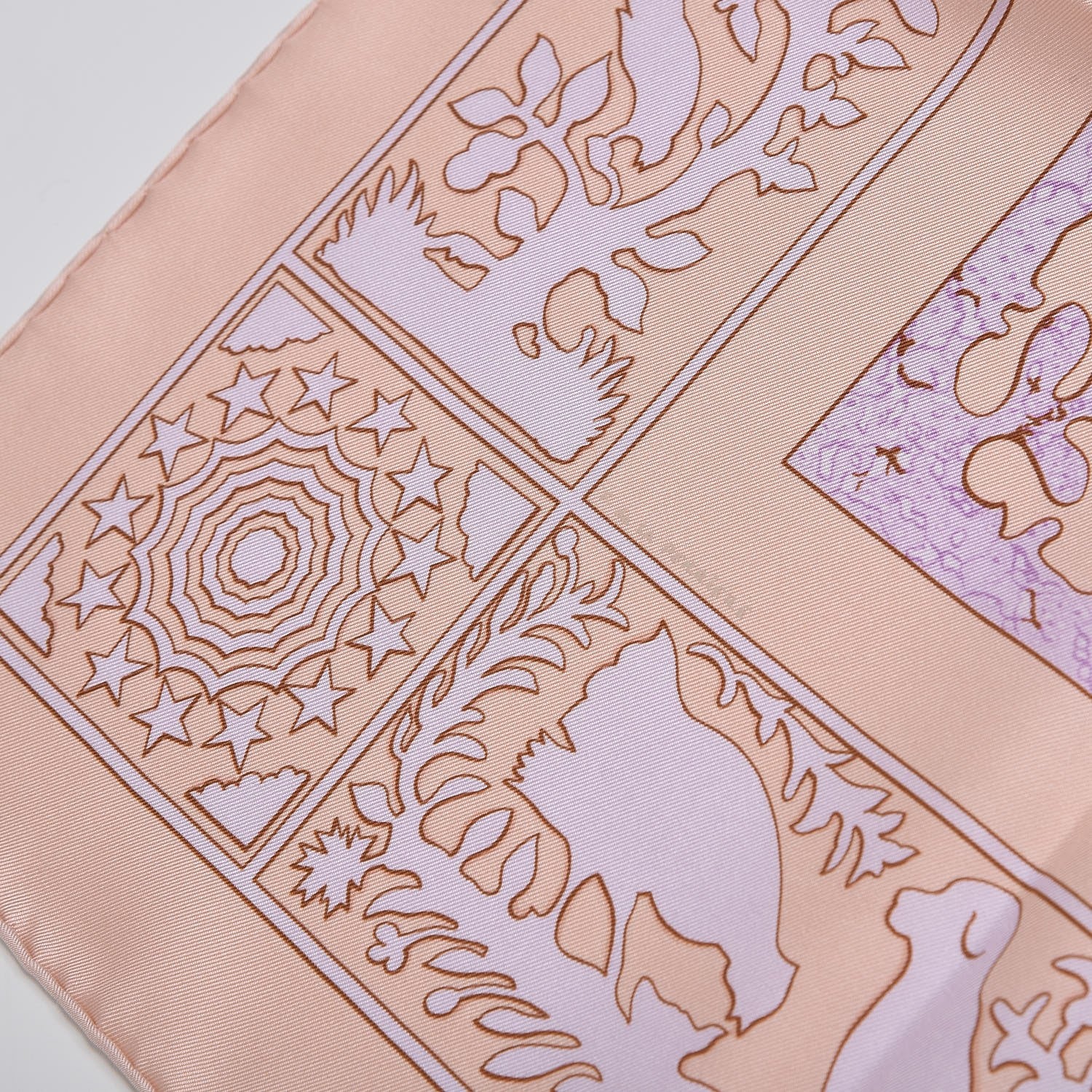 Hermes Silk Early America Scarf 90 Rose Pale Blue Jean Glycine 4 of 7
