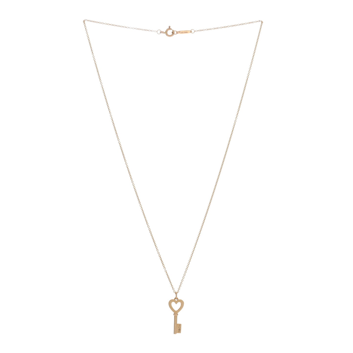 Yellow Gold Mini Heart Key Pendant Necklace