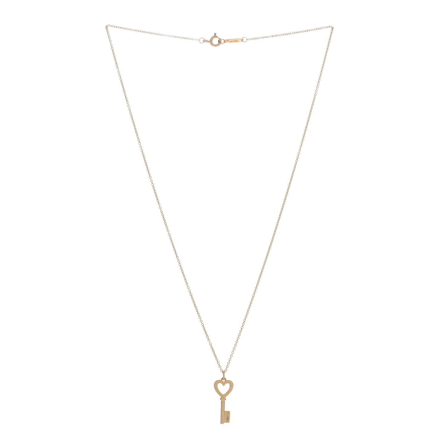 Tiffany Yellow Gold Mini Heart Key Pendant Necklace 3 of 5
