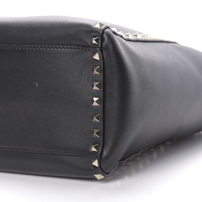 Valentino Garavani Vitello Rockstud Double Handle Tote Black 9 of 14