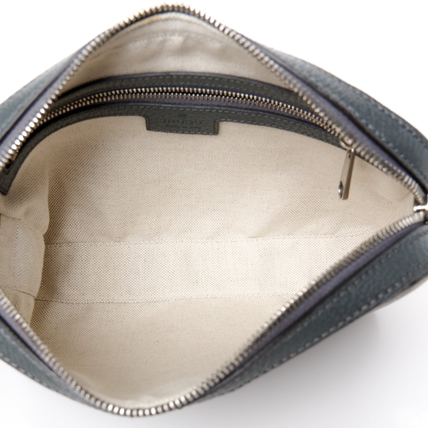 GG Supreme Monogram Textured Dollar Calfskin Web Ophidia Wristlet Shoulder Bag Grey Black Graphite Grey