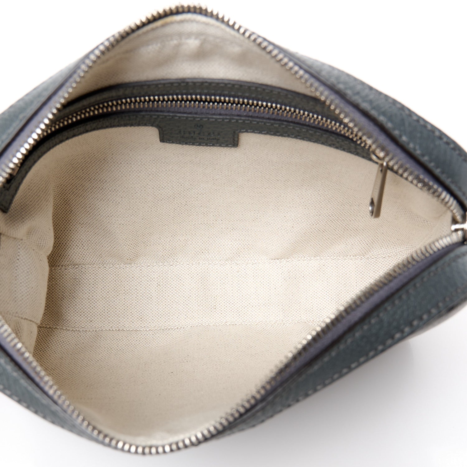 Gucci GG Supreme Monogram Textured Dollar Calfskin Web Ophidia Wristlet Shoulder Bag Grey Black Graphite Grey 5 of 11