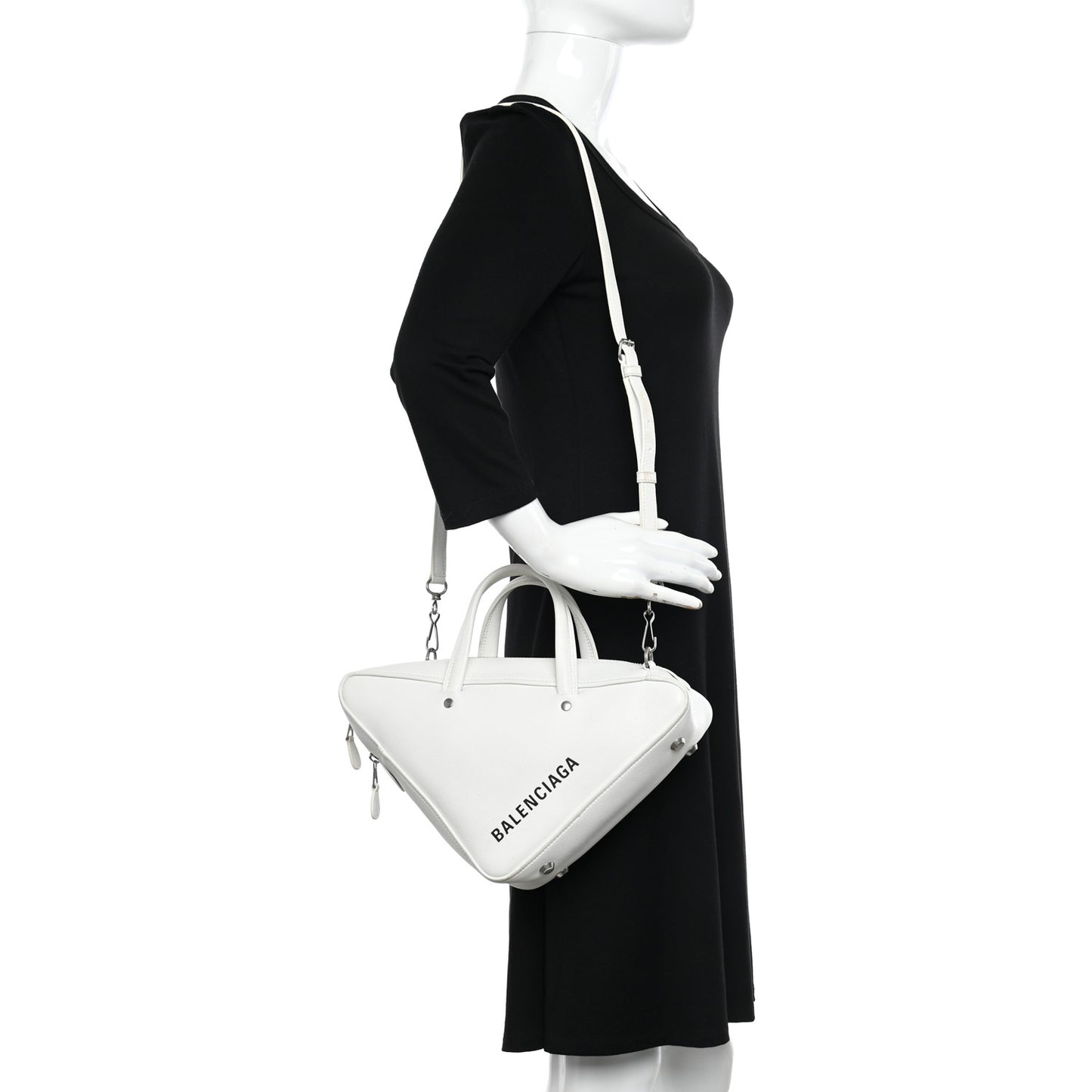 Calfskin S Triangle Duffle White