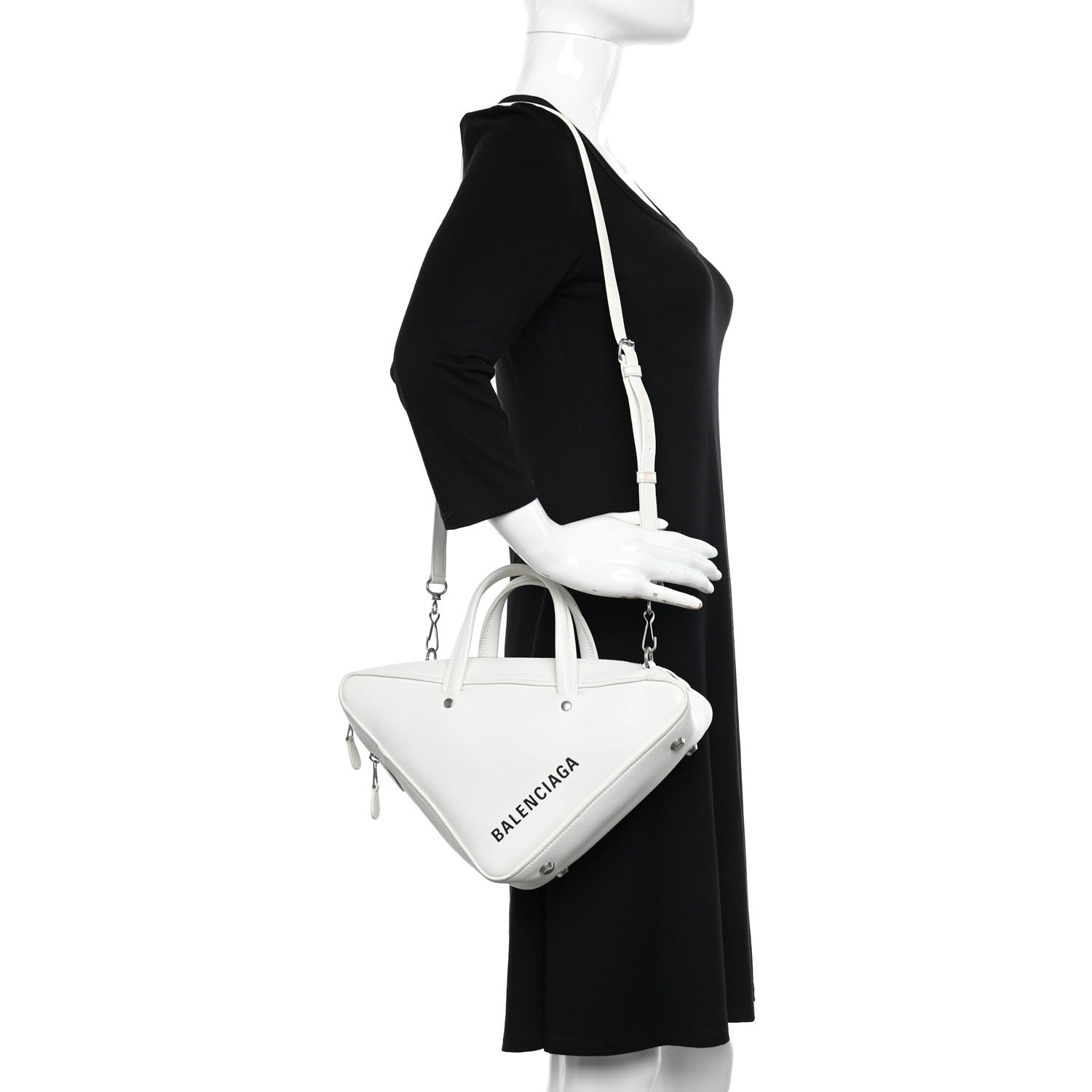 Balenciaga Calfskin S Triangle Duffle White 2 of 14