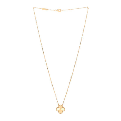 Van Cleef & Arpels 18K Yellow Gold Guilloche Vintage Alhambra Pendant Necklace 3 of 6