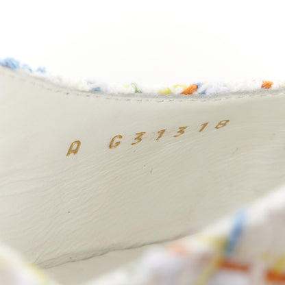 Chanel Tweed Grosgrain Cap Toe CC Slingback Pumps 40.5 White Multicolor 9 of 10