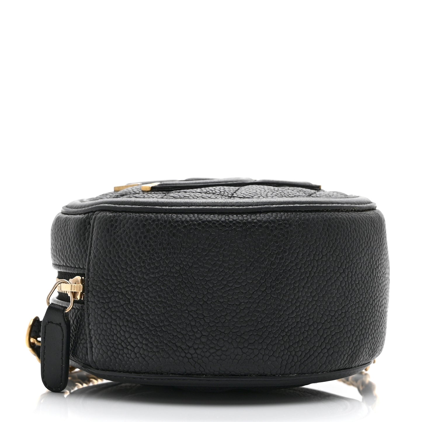 Caviar Quilted Round Filigree Crossbody Black