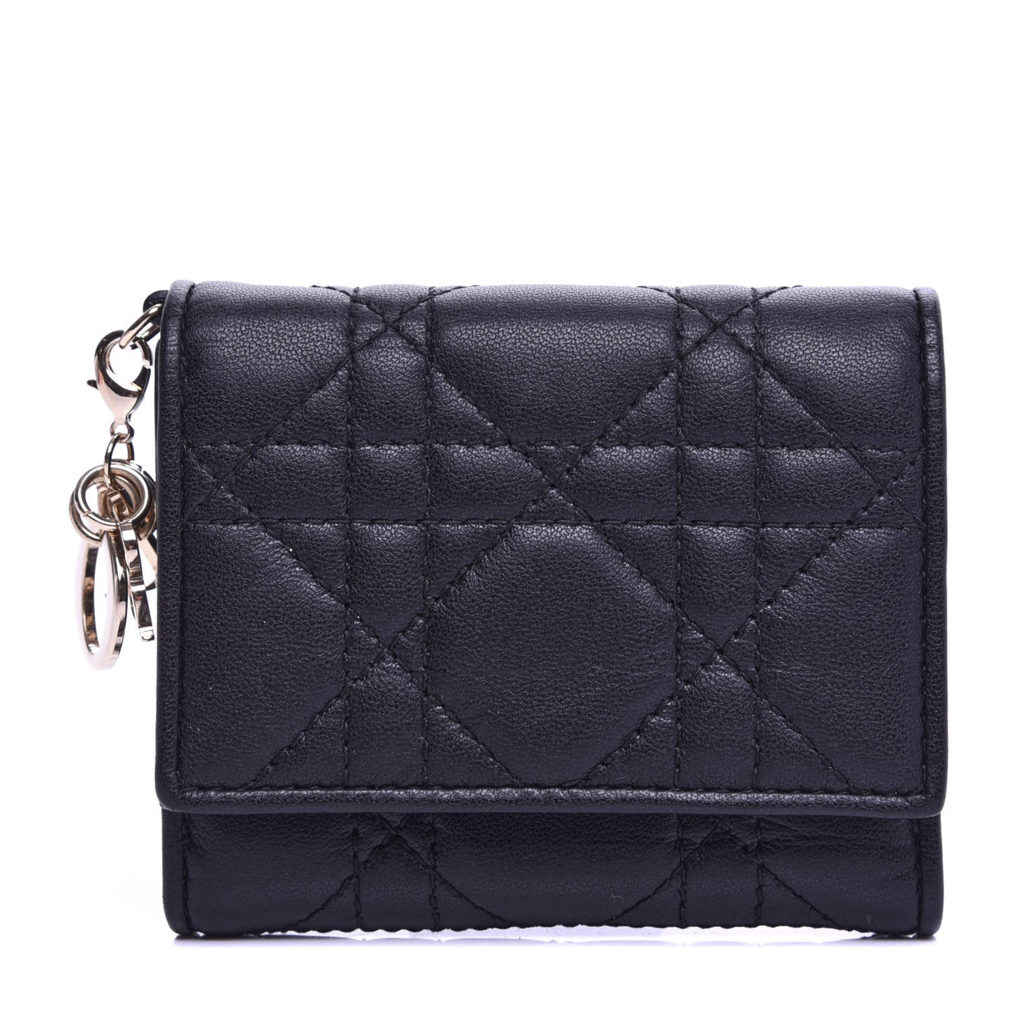 Lambskin Cannage Lady Dior Lotus Wallet Black